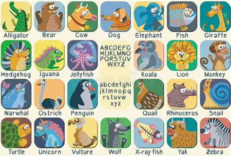 Vector Color Zoo Alphabet With Cute Animals. Stock Vector ...