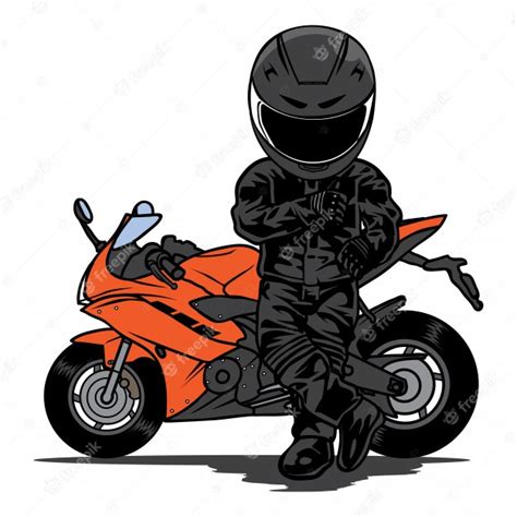 Vector de dibujos animados de motociclista frente a motocicleta ...