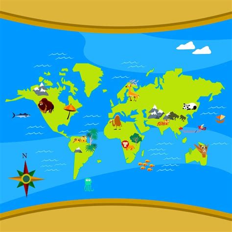 Vector de mapa de mundo de dibujos animados | Vector Premium