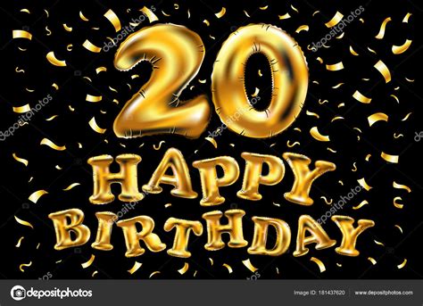 Vector feliz cumpleaños 20 años oro veinte globo ...