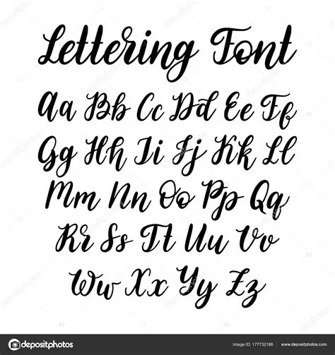 Vector Hand Lettering Alphabet Calligraphy Font Letters ...