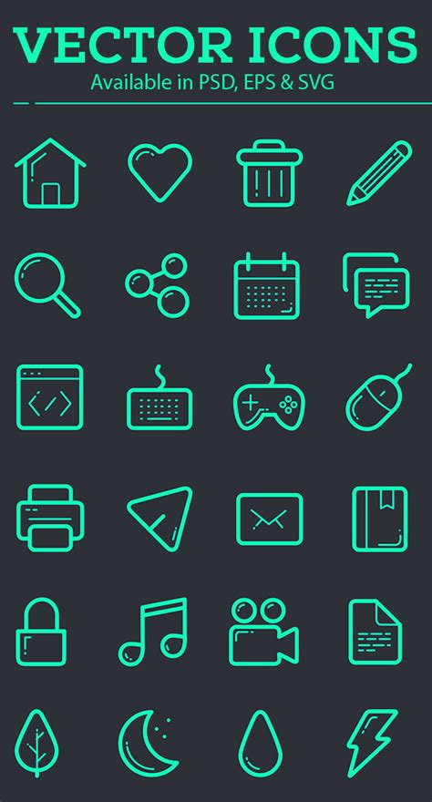 Vector Icon Set – 100+ Icons Free Download | Icons | Graphic Design ...