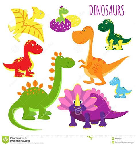 Vector Icons Of Baby Dinosaurs Stock Vector   Illustration ...