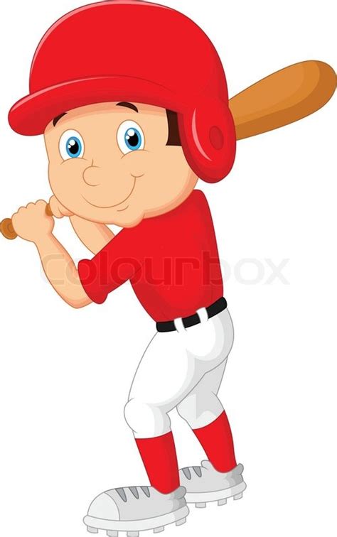 Vector illustration of Cartoon boy playing baseball ...