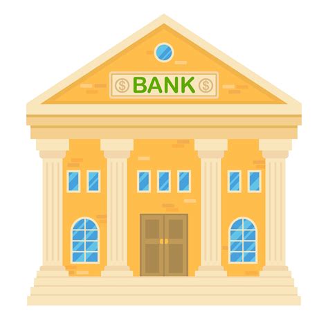 Vector illustration of retro bank building. Facade of a ...