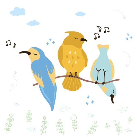 vector ilustración colorida de lindos pájaros cantores. Se puede ...