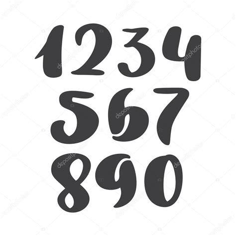Vector set of calligraphic ink numbers. ABC for your design, brush ...