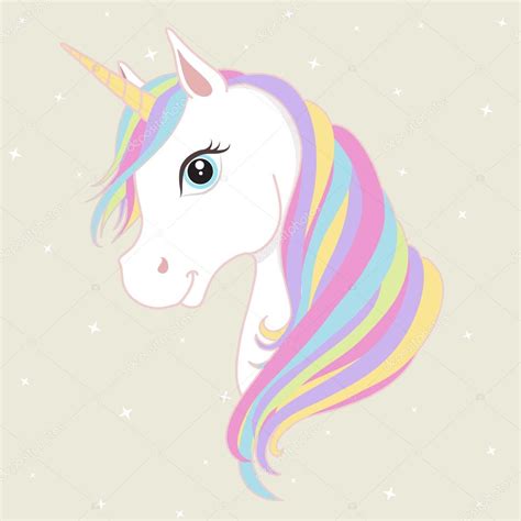 Vector: white unicorn head with mane and horn | White ...