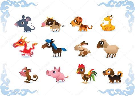 vectores animales   símbolos del horóscopo chino — Vector ...