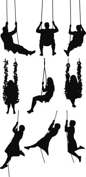 Vectores libres de derechos: Silhouette of people swinging ...