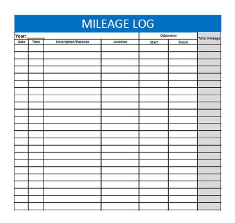 Vehicle Mileage Log Template   8+ Free Printable Excel ...