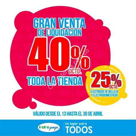 Venta de Liquidación Pepe Ganga 2017: 40% de descuento en toda la ...