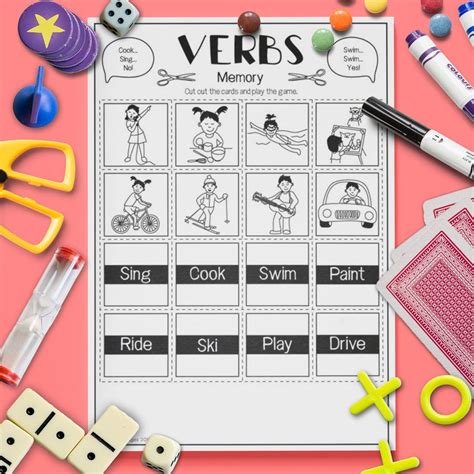 Verb Phrases  Memory  Game | Memory games, Memory games for kids, Games