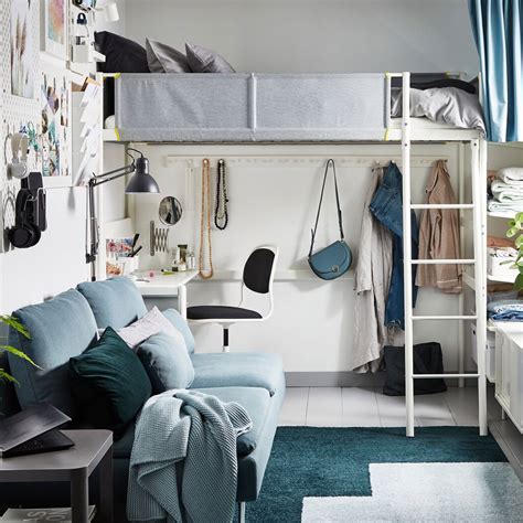 Vertical storage for an uncluttered small bedroom   IKEA