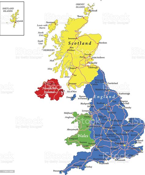 Vetores de Inglaterra Escócia Irlanda E País De Gales Mapa ...