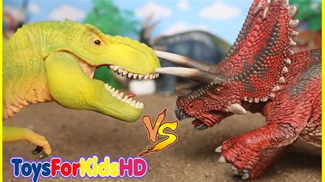 Videos de Dinosaurios para niños  Tyrannosaurus Rex v/s Pentaceratops ...