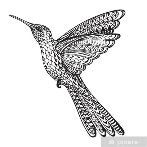 Vinilo Pixerstick Dibujados a mano Colibri voladores abstractos en el ...