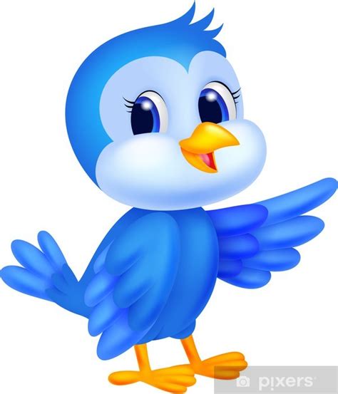 Vinilo Pixerstick Dibujos animados lindo pájaro azul ondeando • Pixers ...