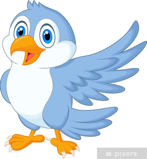 Vinilo Pixerstick Dibujos animados lindo pájaro azul ondeando • Pixers ...
