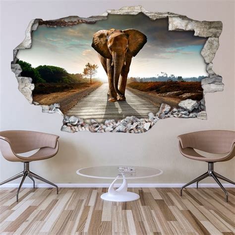 Vinilos decorativos para paredes elefante 3d