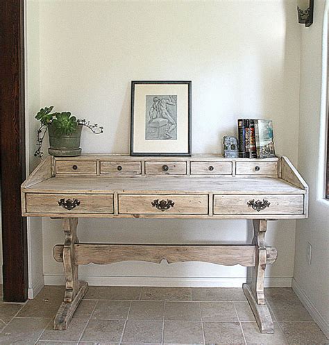 Vintage Desk Rustic Grey Hand Finished with Drawers