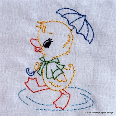 Vintage Duck With Umbrella Machine Embroidery Design 2 Sizes | Etsy ...