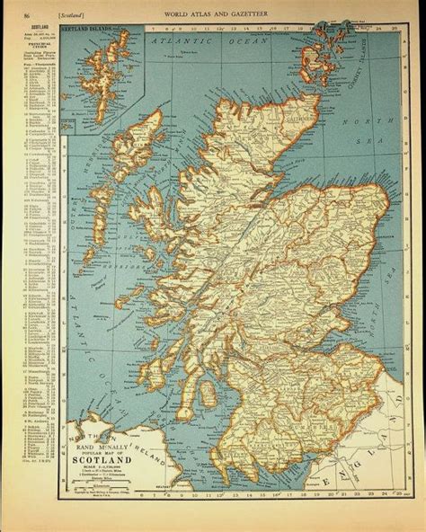 Vintage Map Scotland 1930s Original 1935 | Scotland map ...