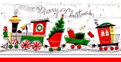 vintage retro merry Christmas trains railway tracks ...