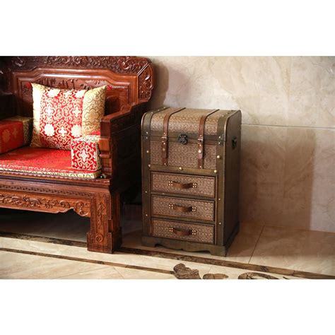 Vintiquewise Decorative Wooden Storage Chest with 3 ...
