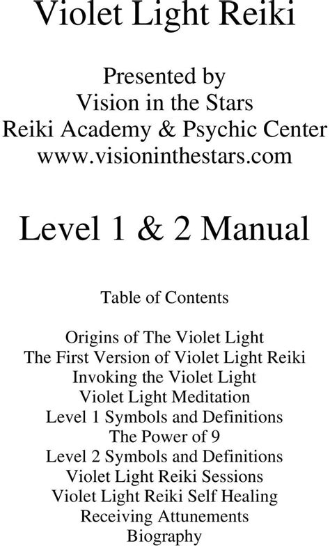 Violet Light Reiki. Level 1 & 2 Manual   PDF