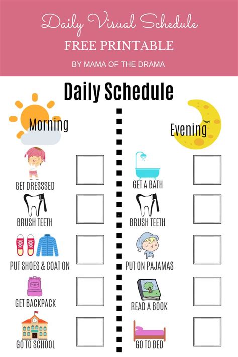Visual Daily Schedule Free Printable | Mama of the Drama ...