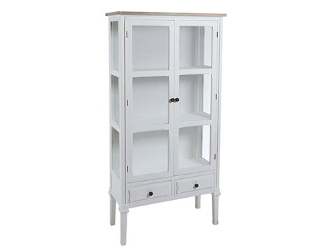 Vitrina blanca shabby chic de madera con borde superior ...