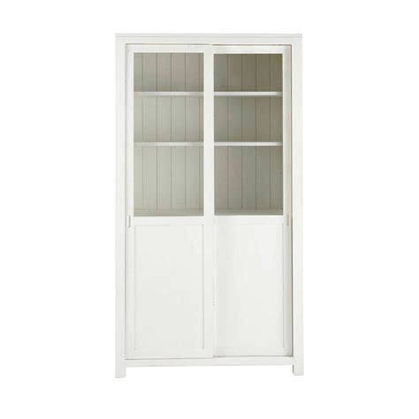 Vitrina de madera maciza blanca An. 110 cm White | Maisons ...