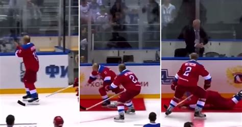 Vladimir Putin cae durante partido de hockey sobre hielo ...