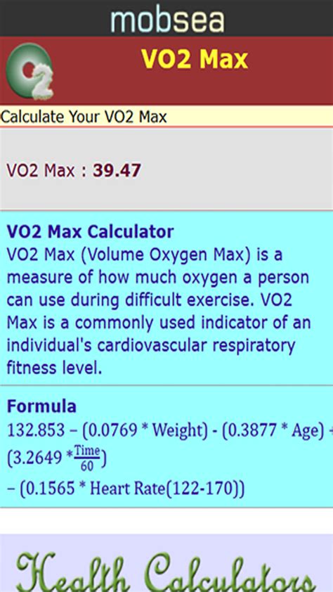 VO2 Max Calculator: Amazon.co.uk: Appstore for Android