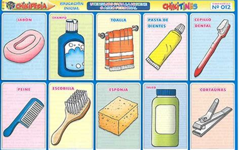 Vocabulario de objetos que usamos para la higiene corporal ...