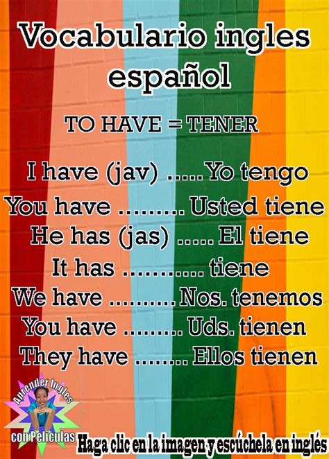 Vocabulario ingles,Palabras en ingles y español, Vocabulario ingles ...