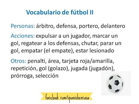 Vocabulario sobre fútbol. En la entrada del blog puedes ...