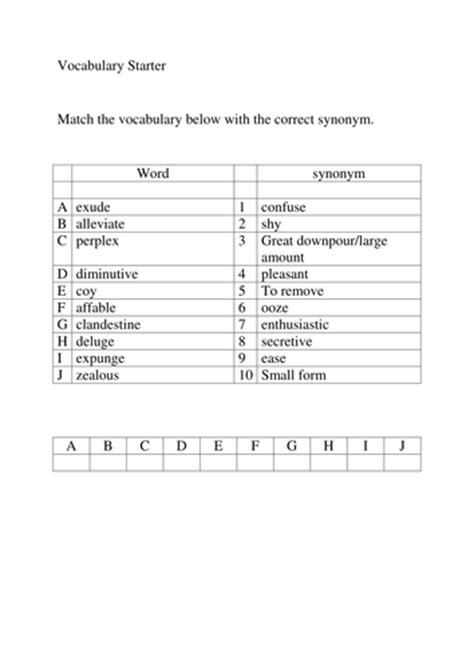 Vocabulary exercises in English and synonym work   higher ...