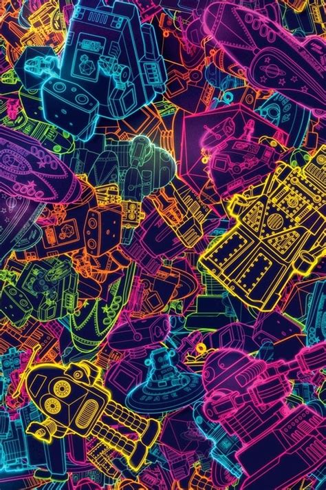 Wallpaper Psychedelic art, robots, UFO, colorful 1920x1080 ...