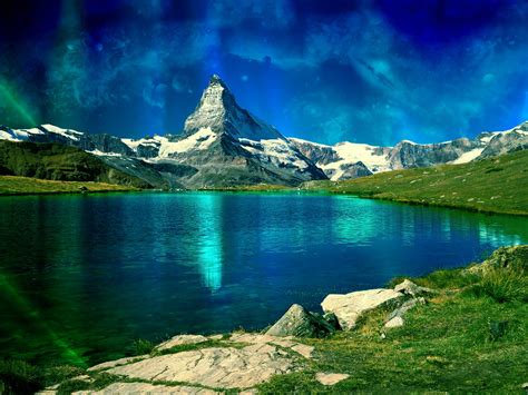 wallpapernarium: Bello paisaje de un lago y una montaña en ...