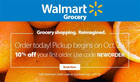 Walmart Grocery coupons   10% off store pickup of first