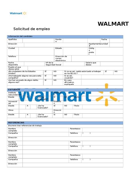Walmart solicitud de empleo