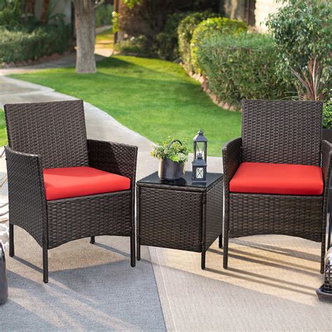 Walnew 3 PCS Outdoor Patio Furniture PE Rattan Wicker Table and Chairs ...