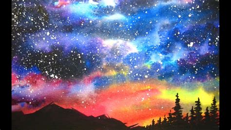 Watercolor Starry Night Sky Speed Painting   YouTube