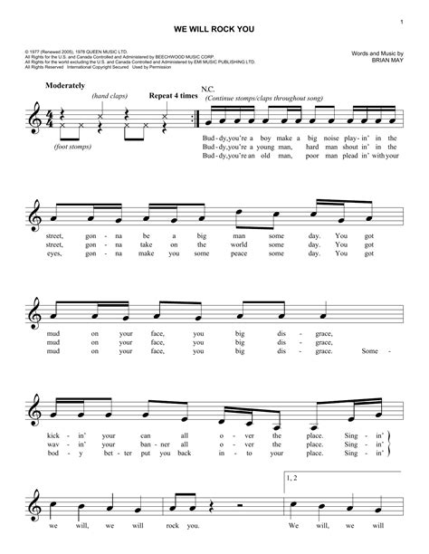 We Will Rock You Sheet Music | Queen | Lead Sheet / Fake Book