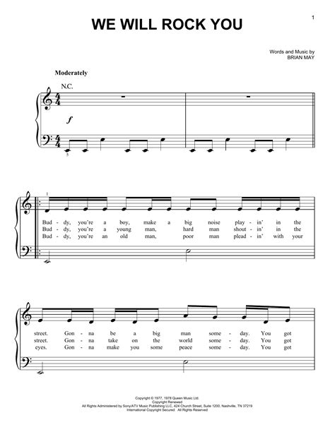 We Will Rock You Sheet Music | Queen | Very Easy Piano