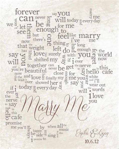 Wedding Song Lyric Art: Marry Me by Train Personalized Song