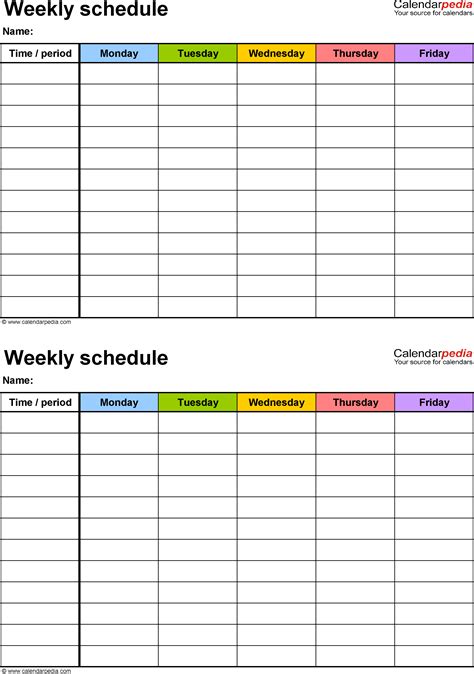 Weekly Schedule Template Pdf – task list templates