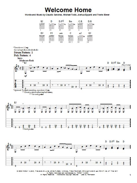 Welcome Home by Coheed And Cambria   Easy Guitar Tab ...